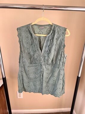 Converse Sage Green Sleeveless Eyelet Blouse
